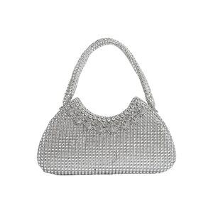 9638 Evening Handbags Sparkly Top Handle Rhinestone Clutch Purses Silver